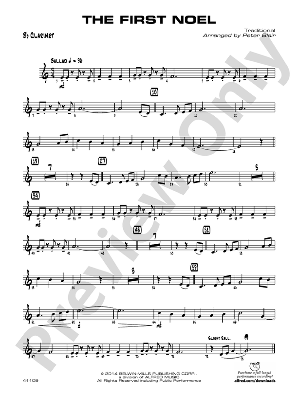 The First Noel: 1st B-flat Clarinet: 1st B-flat Clarinet Part