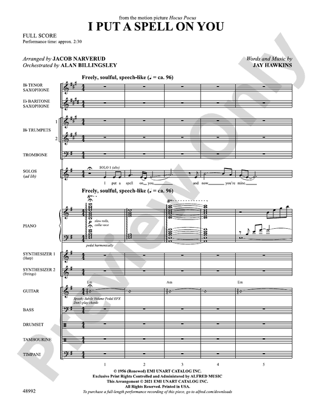I Put A Spell On You sheet music for voice and piano (PDF)