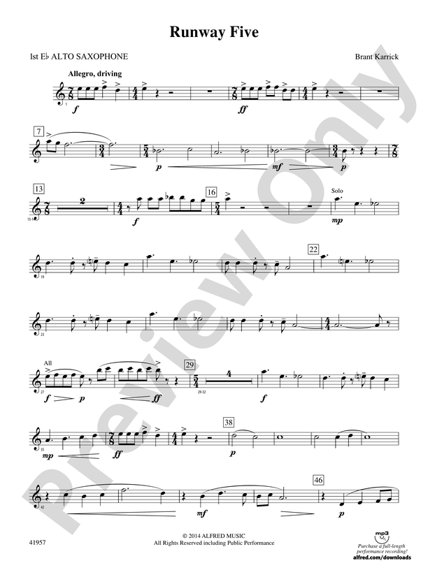 Take Five: E-flat Alto Saxophone: E-flat Alto Saxophone Part - Digital  Sheet Music Download