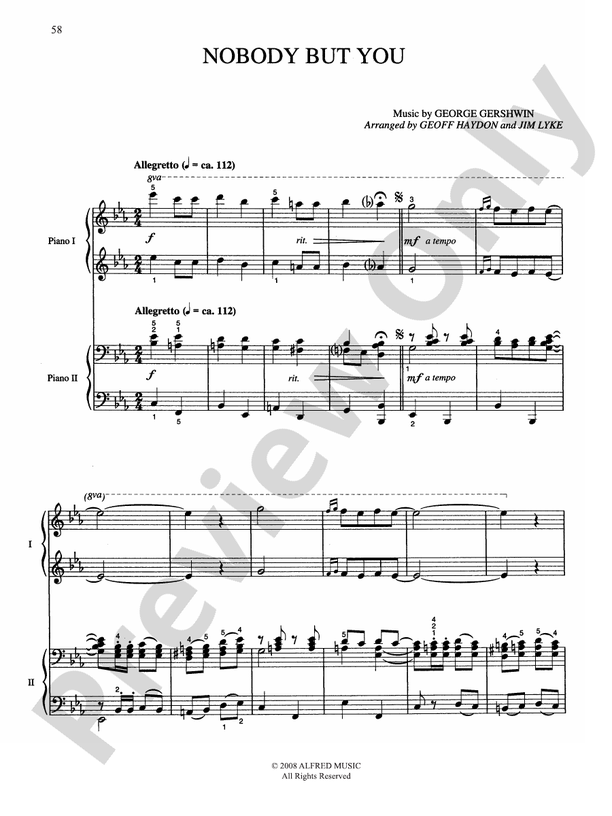 Nobody but You (from "La La Lucille") - Piano Duo (2 Pianos, 4 Hands)