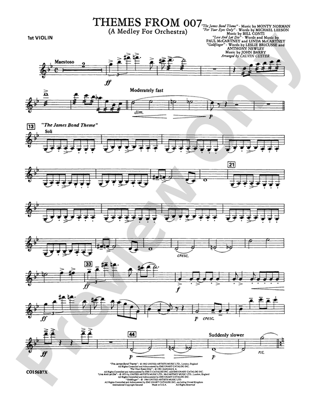 Themes From 007 1st Violin 1st Violin Part Digital Sheet Music Download 