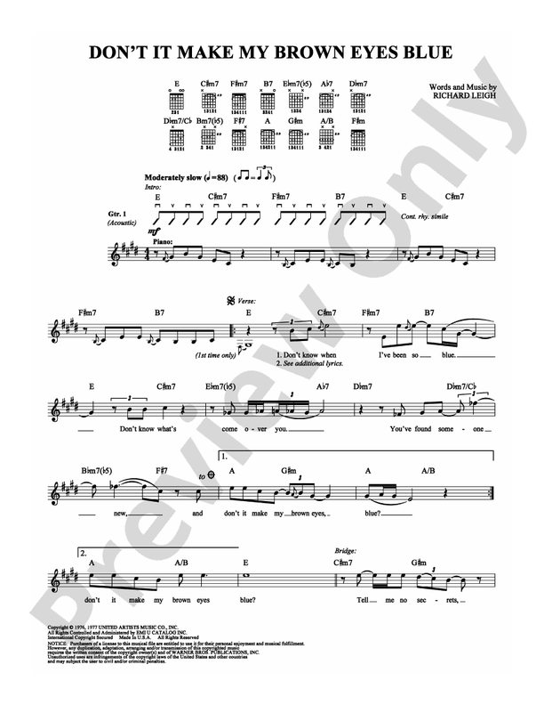 Don't It Make My Brown Eyes Blue: Lead Sheet: Crystal Gayle - Digital