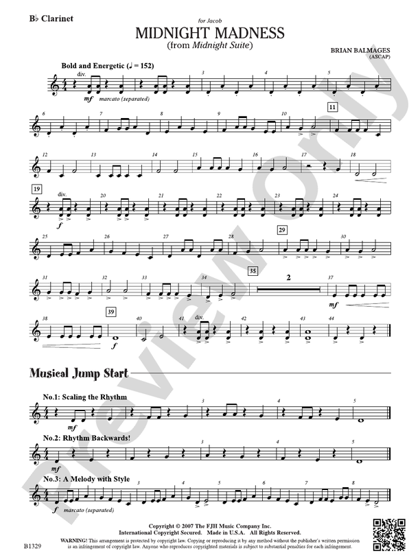 Midnight Madness (from Midnight Suite): B-flat Clarinet: B-flat