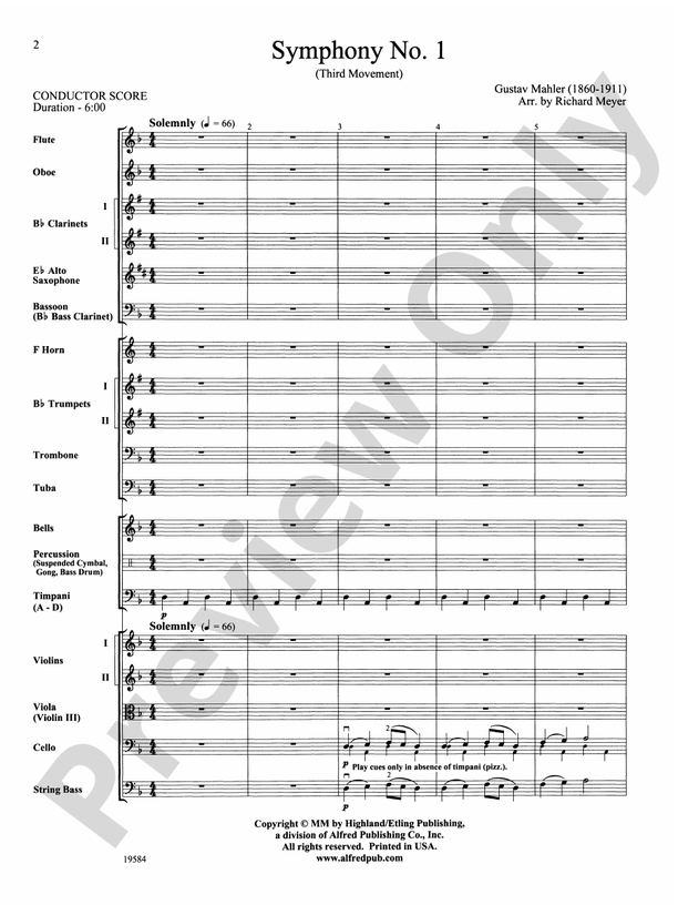 Symphony No 1 3rd Movement Score Full Orchestra Score Digital Sheet Music Download 3034