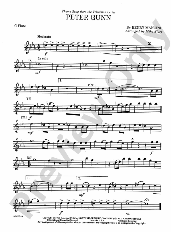 Peter Gunn Flute Flute Part Digital Sheet Music Download
