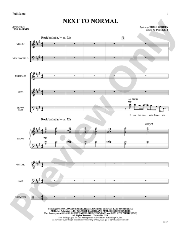 Next To Normal A Choral Medley Choral Octavo Soundpax Digital Sheet Music Download 3423