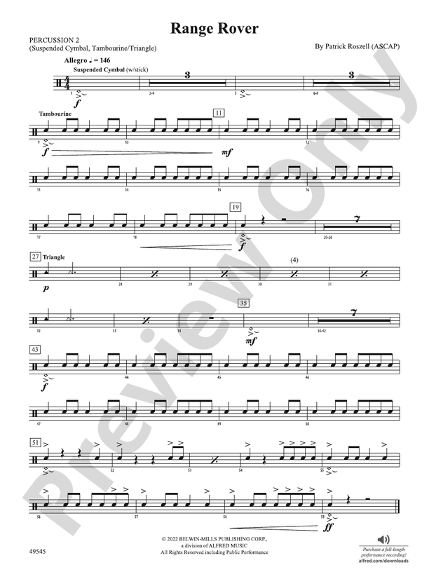 Range Rover: 2nd Percussion: 2nd Percussion Part - Digital Sheet Music ...