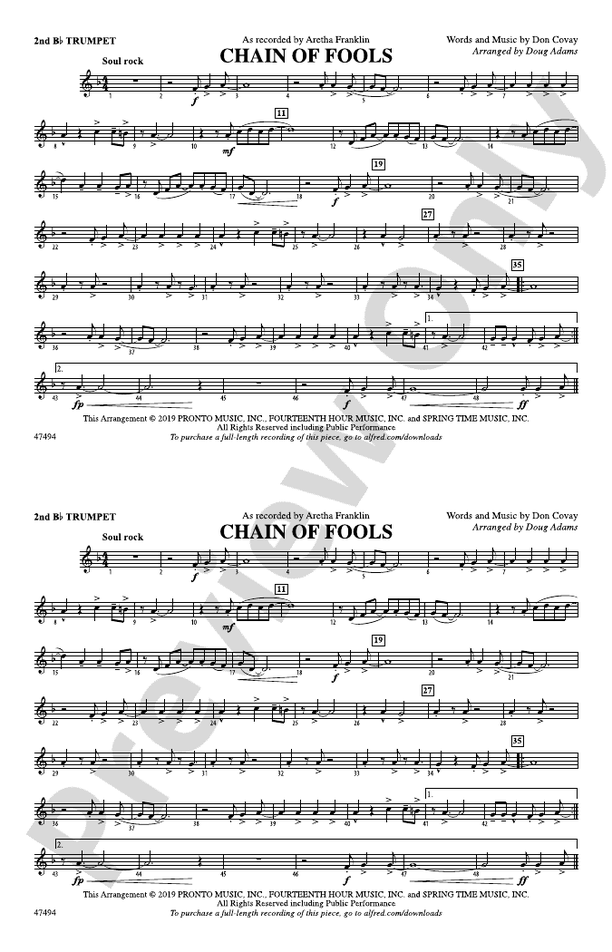 Chain of Fools 2nd Bflat Trumpet 2nd Bflat Trumpet Part Digital