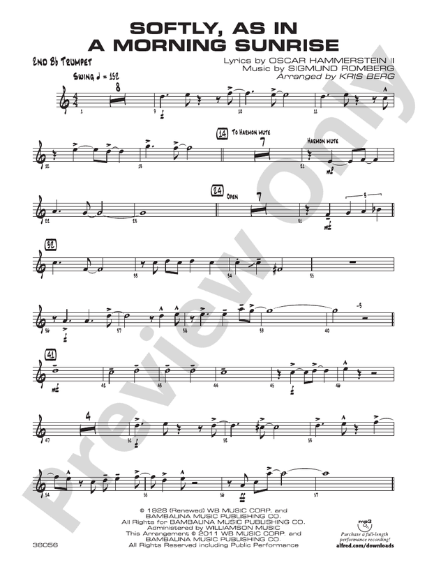 Softly, as in a Morning Sunrise: 2nd B-flat Trumpet