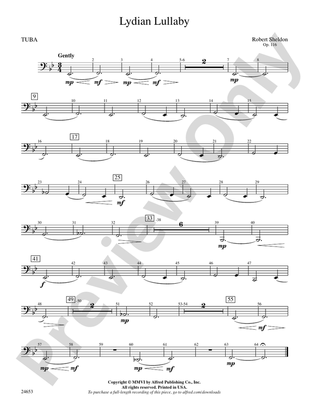 Lydian Lullaby Tuba Tuba Part Digital Sheet Music Download