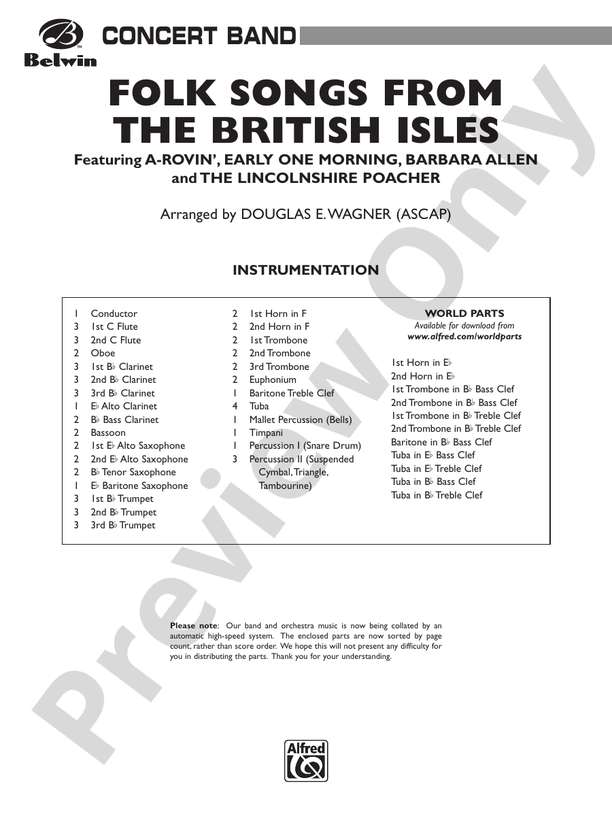 Folk Songs from the British Isles: Score: Concert Band Score - Digital ...