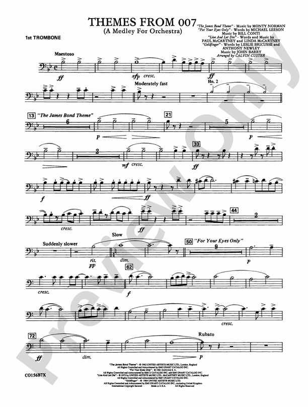 Partition James Bond 007 Collection - Pour Trombone/piano - Norman & Barry - Alfred Publishing