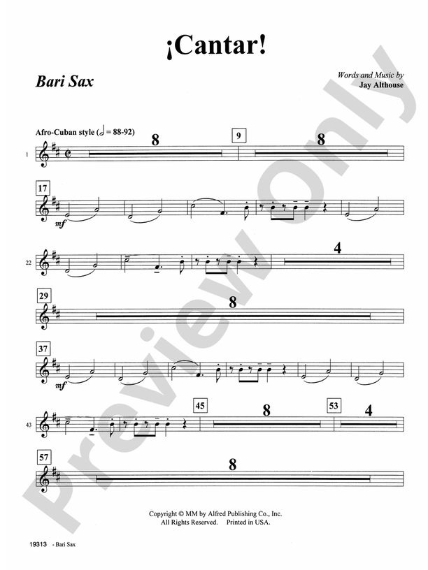 Cantar! (Sing!): E-flat Baritone Saxophone