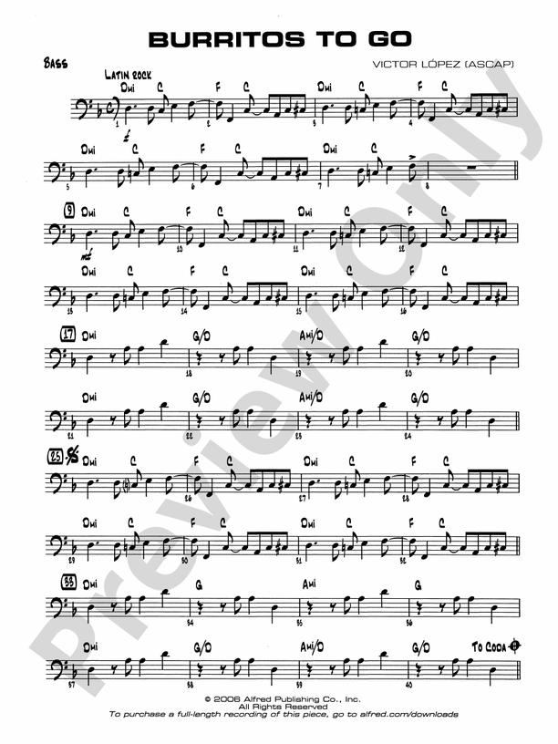 Burritos to Go String Bass String Bass Part Digital Sheet Music Download
