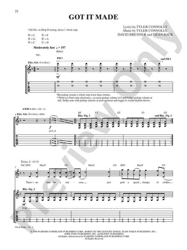 Got It Made: Guitar: Theory Of A Deadman - Digital Sheet Music.