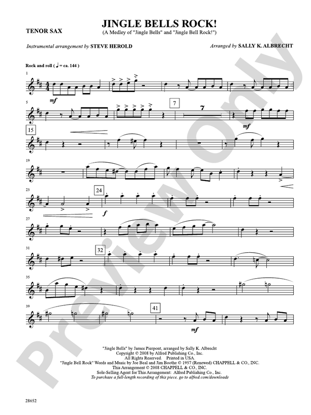 Jingle Bells Rock! (A Medley): B-flat Tenor Saxophone