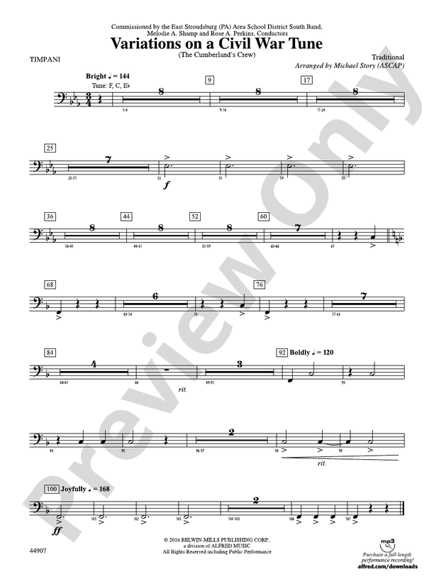 Variations on a Civil War Tune: Timpani