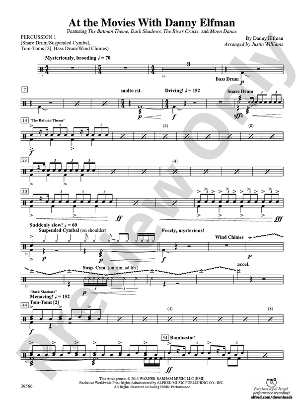 At the Movies with Danny Elfman 1st Percussion 1st Percussion Part