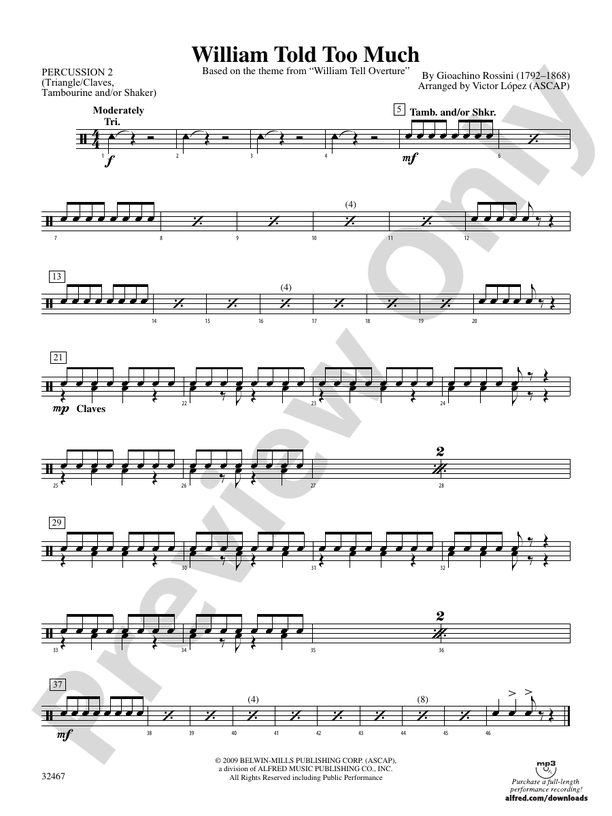 William Told Too Much 2nd Percussion 2nd Percussion Part Digital