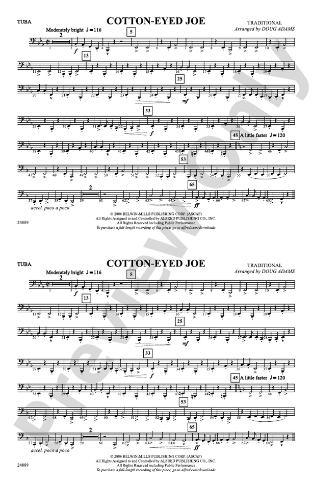 Cotton-Eye Joe sheet music for guitar (chords) (PDF)