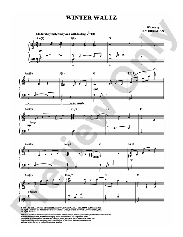 Winter Waltz: Piano: Jim Brickman - Digital Sheet Music Download