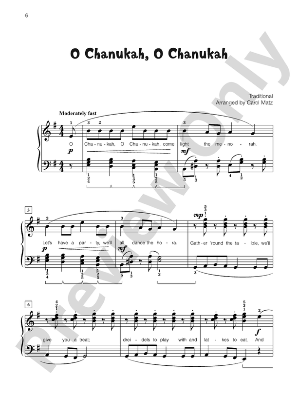 O Chanukah, O Chanukah - Piano Solo with Lyrics