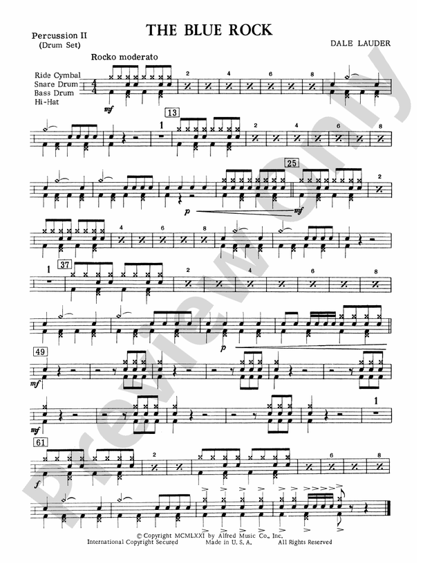 The Blue Rock (with optional Drum Set part) 2nd Percussion 2nd