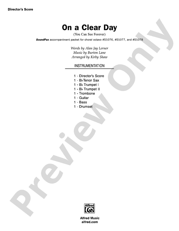 On a Clear Day: Score: Choir Score - Digital Sheet Music Download