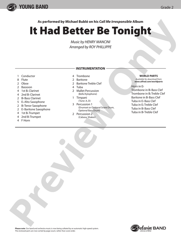 It Had Better Be Tonight (Meglio Stasera)