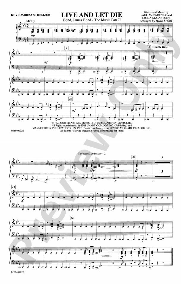 Live and Let Die: Keyboard/Synthesizer: Keyboard/Synthesizer Part