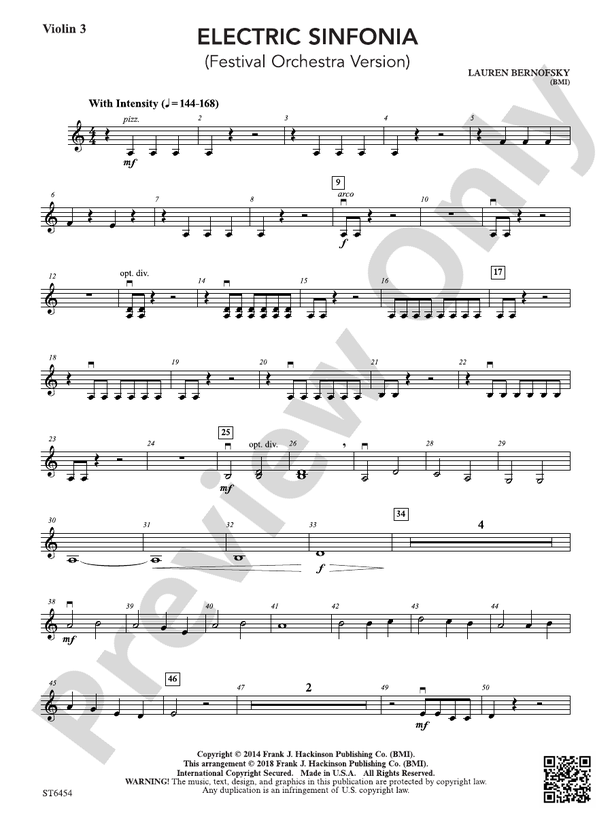 Electric Sinfonia: Violin 3 (Viola 1 T.C.): Violin 3 (Viola 1 T.C.