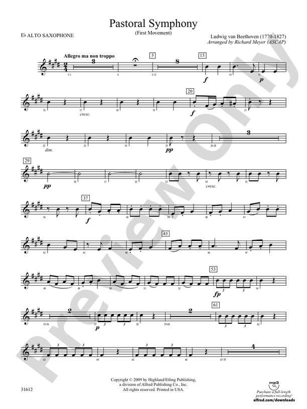 Pastoral Symphony (First Movement): E-flat Alto Saxophone