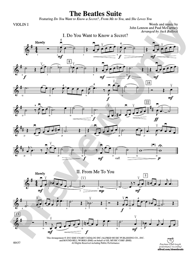 The Beatles Suite: 1st Violin: 1st Violin Part - Digital Sheet Music ...