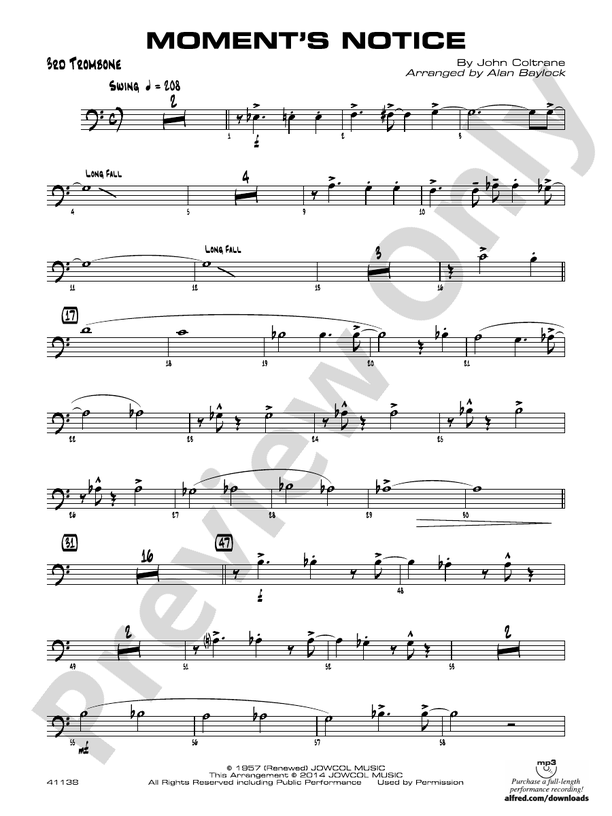 Moment Notice.pdf Moment's Notice: 3rd Trombone: 3rd Trombone Part - Digital Sheet Music ...