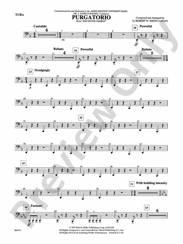 Purgatorio (from The Divine Comedy) Tuba Tuba Part Digital Sheet
