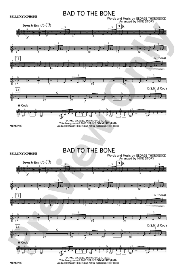 Bad Mallets Bad to the Bone: Mallets: Mallets Part - Digital Sheet Music Download