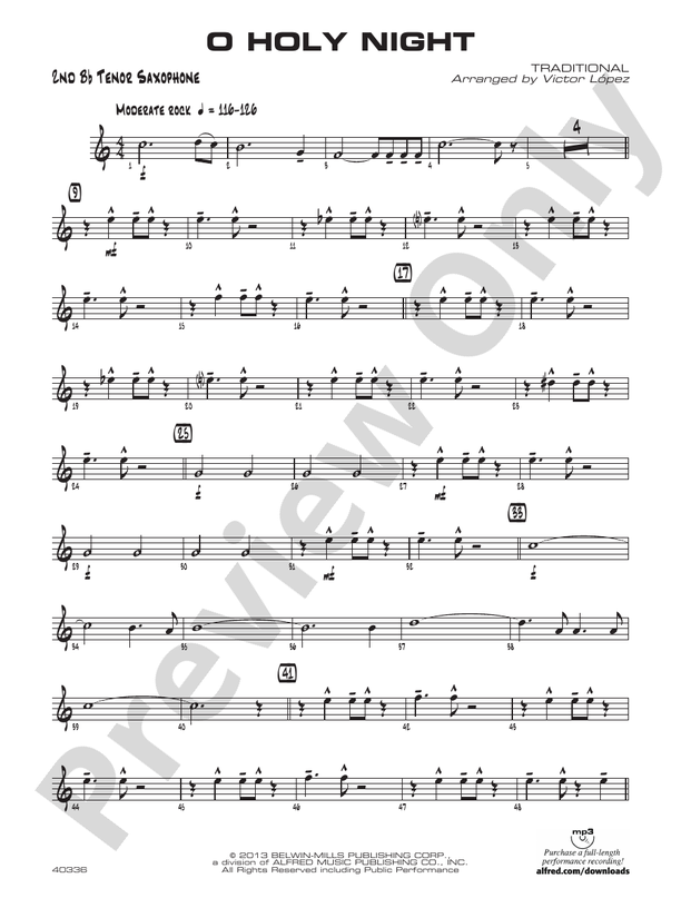 O Holy Night 2nd Bflat Tenor Saxophone 2nd Bflat Tenor Saxophone Part Digital Sheet Music