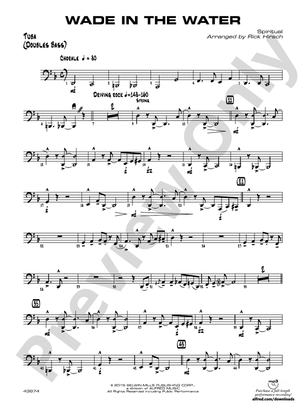 Wade in the Water Tuba Tuba Part Digital Sheet Music Download
