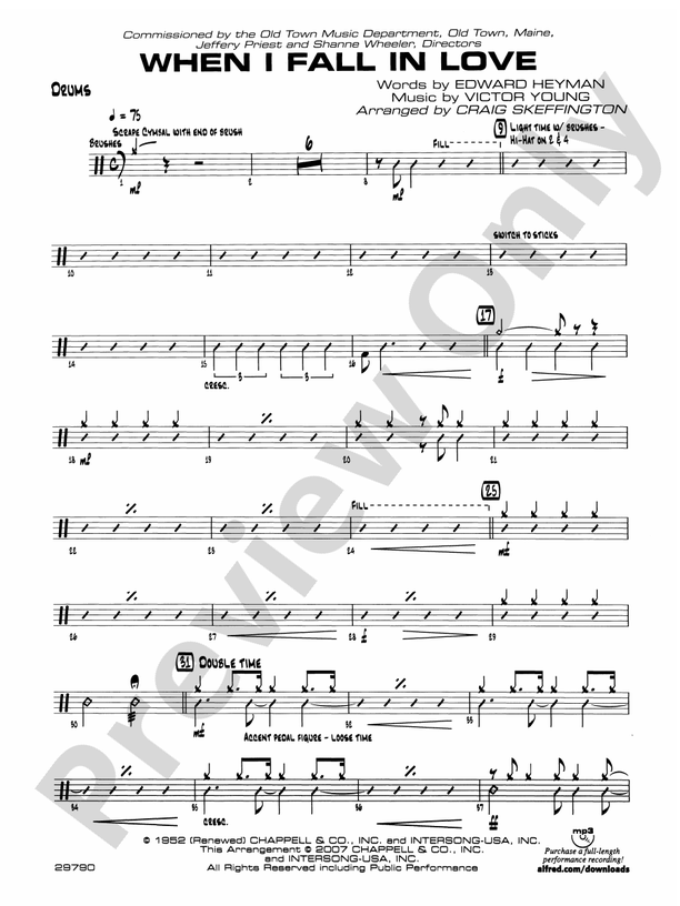 When I Fall In Love: Drums: Drums Part - Digital Sheet Music Download