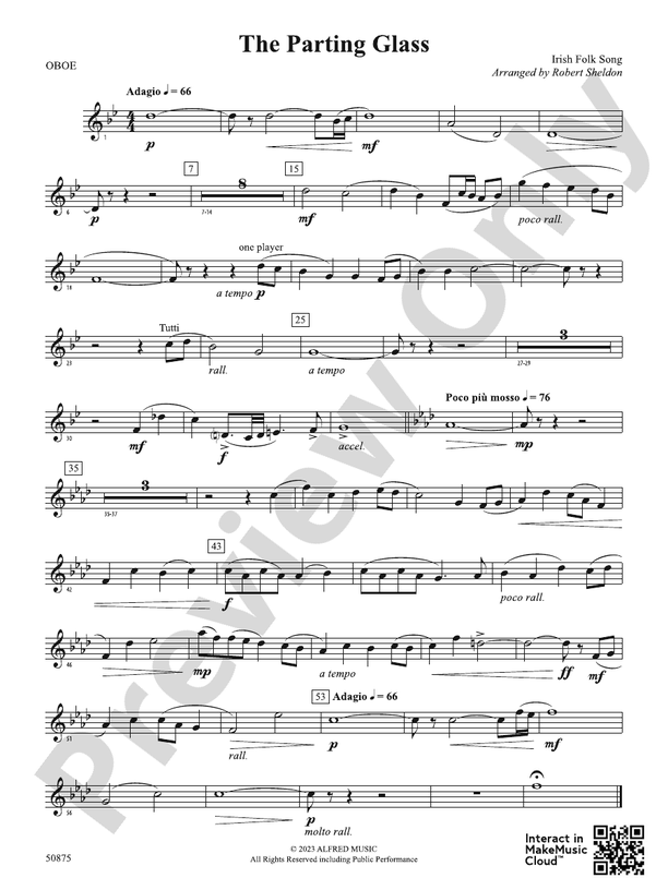 The Parting Glass: Oboe: Oboe Part - Digital Sheet Music Download