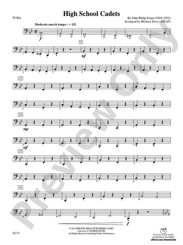 High School Cadets Tuba Tuba Part Digital Sheet Music Download