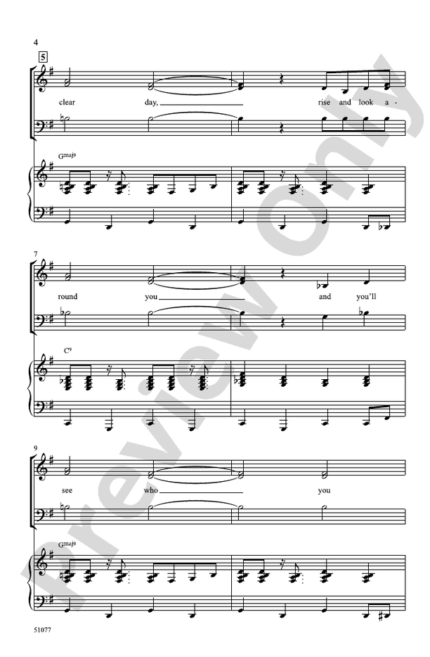 On a Clear Day: SAB Choral Octavo: Burton Lane - Digital Sheet Music ...