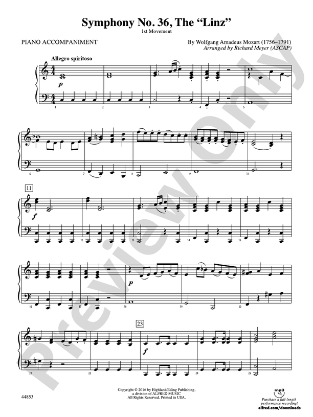 楽譜図書館 | モーツァルト交響曲第36番【無料楽譜】ハ長調K.425