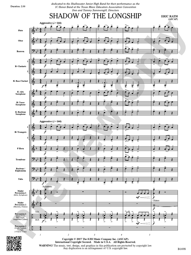 Shadow of the Longship: Score: Concert Band Score: Eric Rath - Digital ...