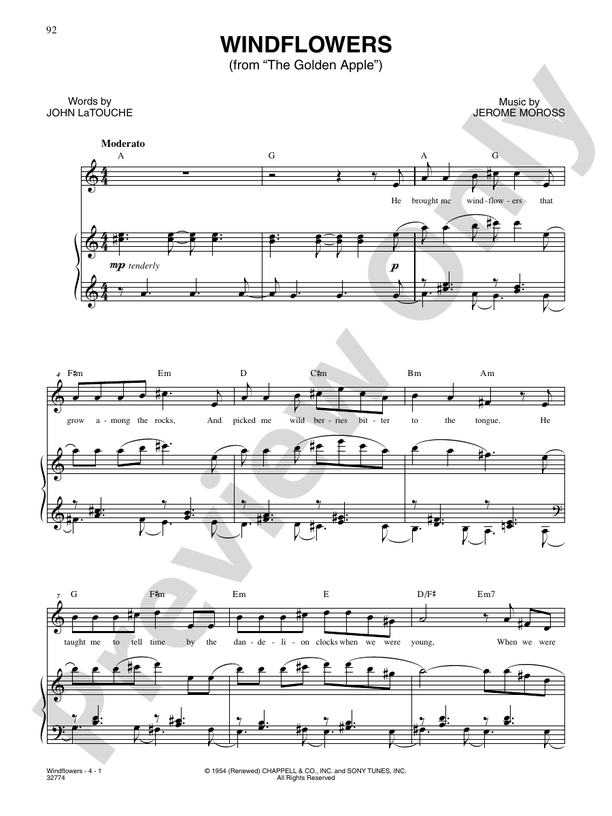 Windflowers (From "the Golden Apple") Voice Jerome Moross Digital