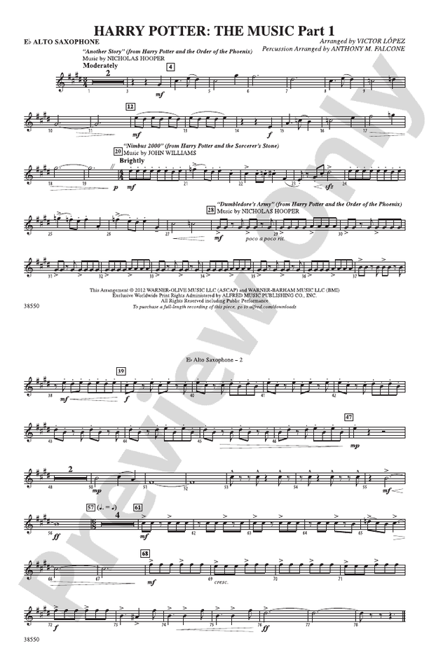 Harry Potter The Music, Part 1 Eflat Alto Saxophone Eflat Alto