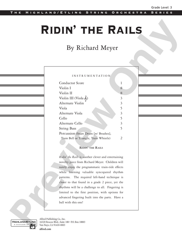 Ridin' the Rails String Orchestra Conductor Score & Parts Richard
