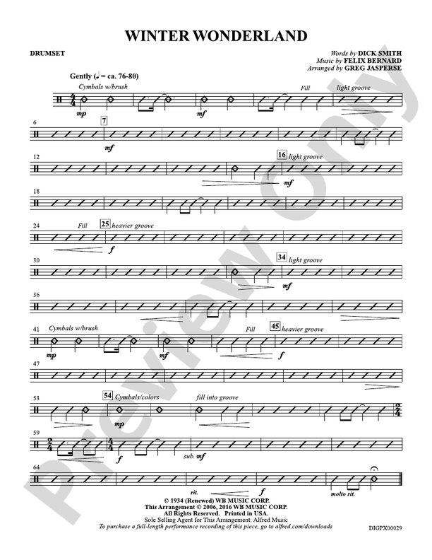 Winter Wonderland: Drumset: Drumset Part - Digital Sheet Music Download