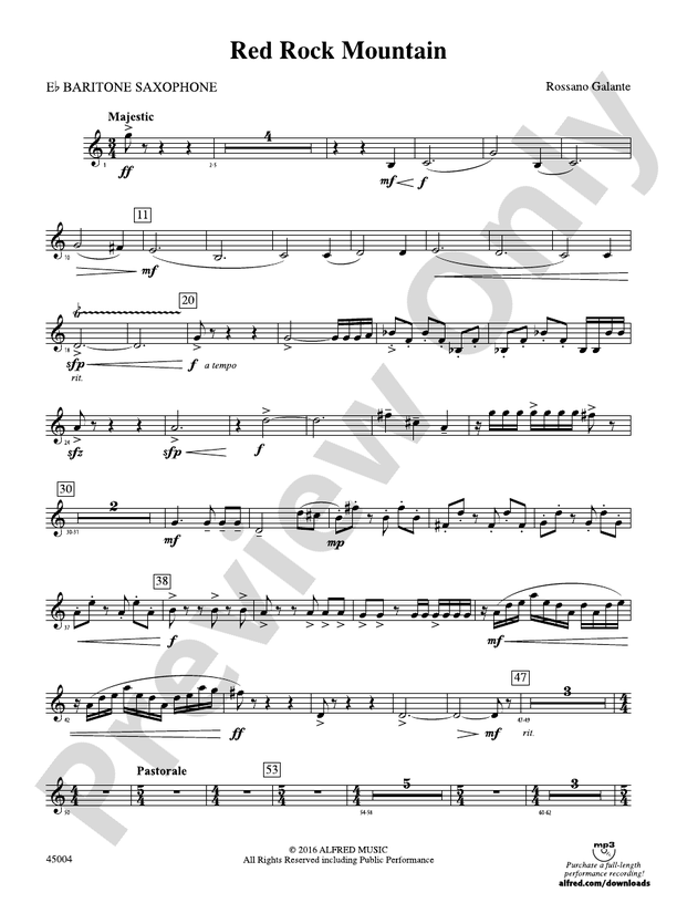 Red Rock Mountain Eflat Baritone Saxophone Eflat Baritone Saxophone