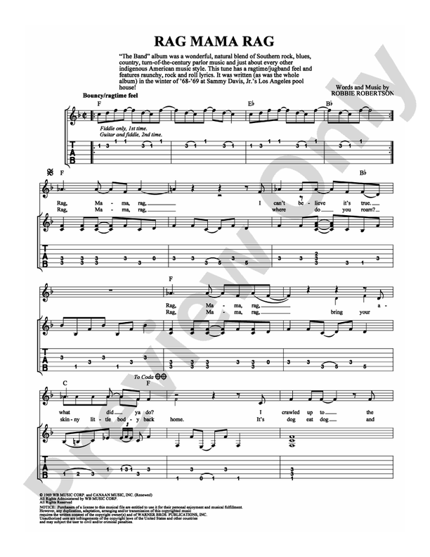Rag Mama Rag: Guitar TAB: Robbie Robertson Digital Sheet Music